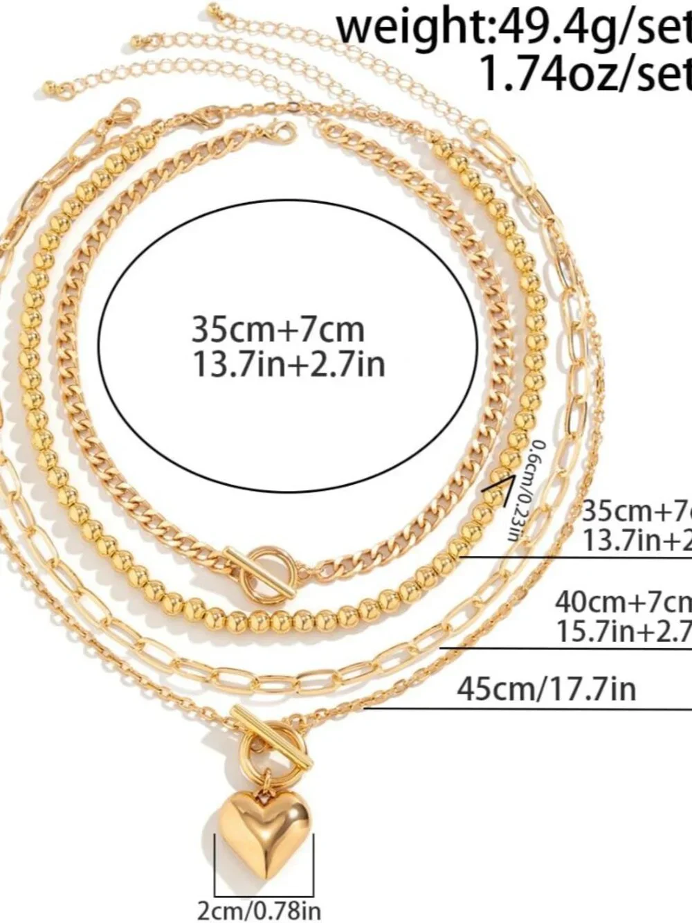 Layered Necklace for Women Non Tarnish Chunky Necklace Stack for Women Paperclip - Picture 5 of 9